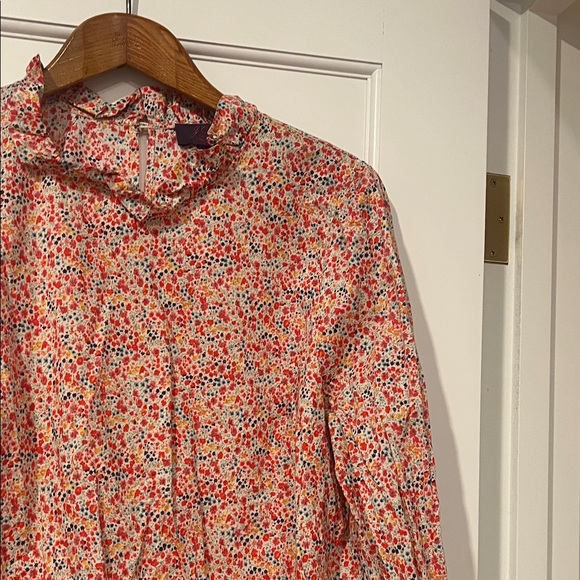 J. Crew Liberty London Ruffleneck Floral Blouse Size L - Picture 6 of 9